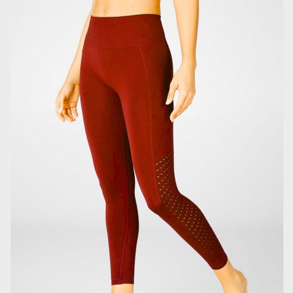 Fabletics NWT L Sync High-Waisted Perforated pants leggings in Terracotta